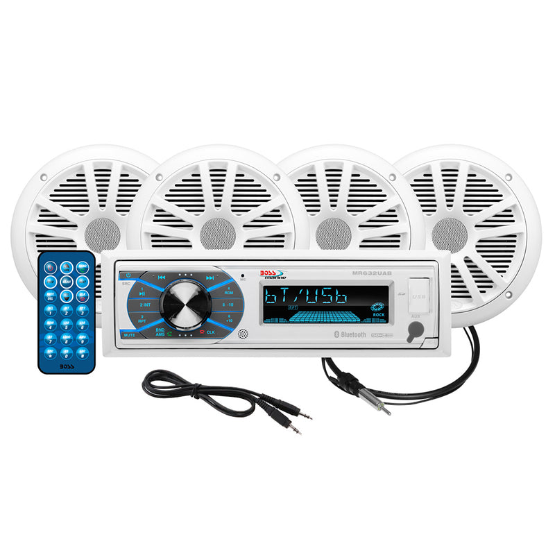 Boss Audio MCK632WB.64 Marine Stereo  2 Pairs of 6.5" Speaker Kit - White
