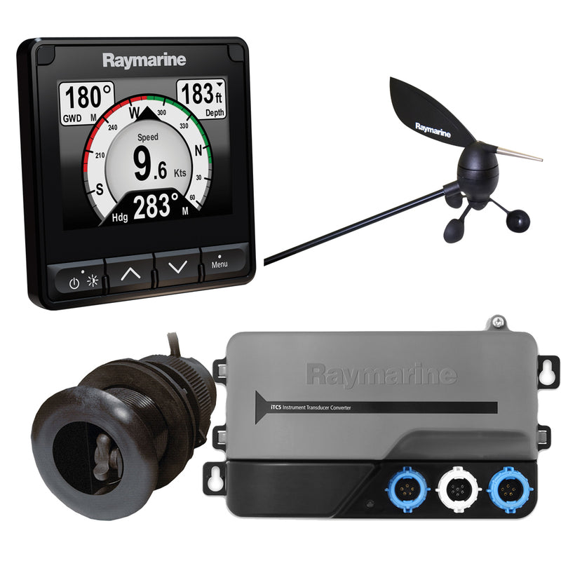 Raymarine i70s System Pack w/Color Instrument  Wind, DST Transducers, iTC-5, 3M Backbone, T-Piece, Power  2 Backbone Terminators