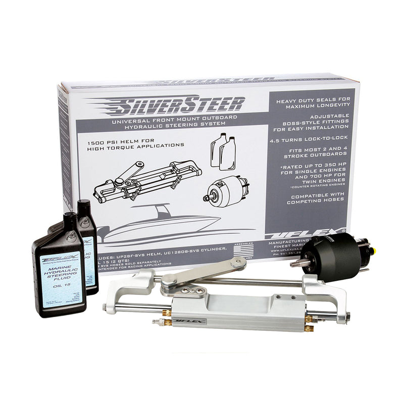 Uflex SilverSteer Universal Front Mount Outboard Hydraulic Steering System w/ UC128-SVS-1 Cylinder