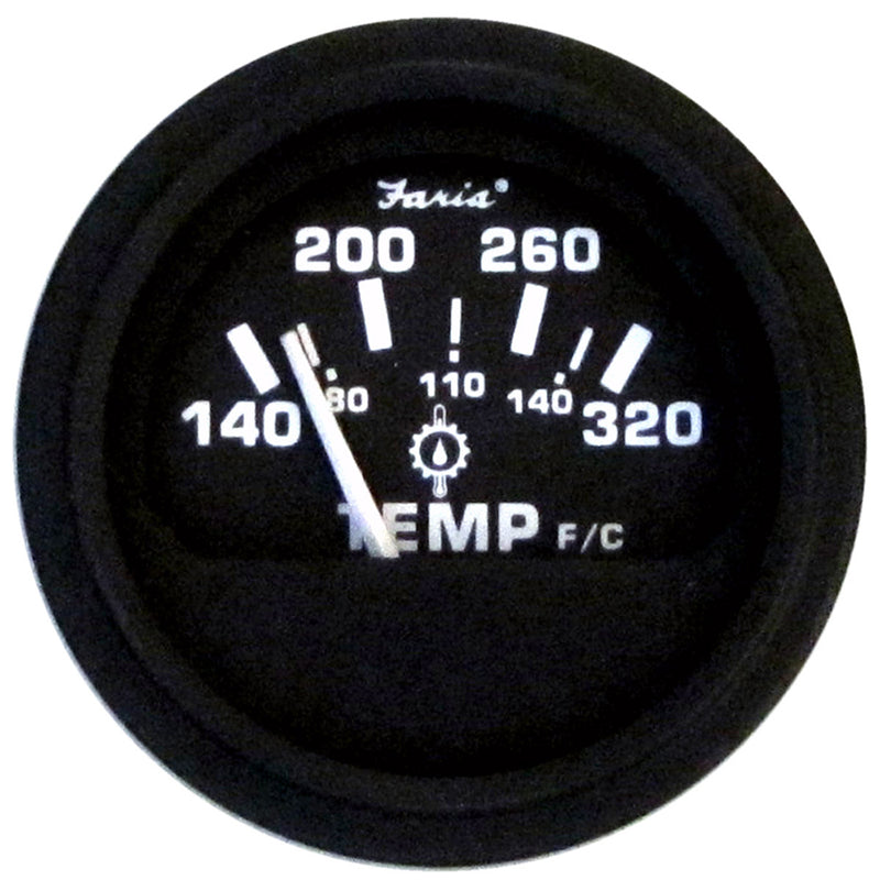 Faria 2" Heavy-Duty Oil Temp Gauge (140-320 F/C) - Black *Bulk Case of 24*
