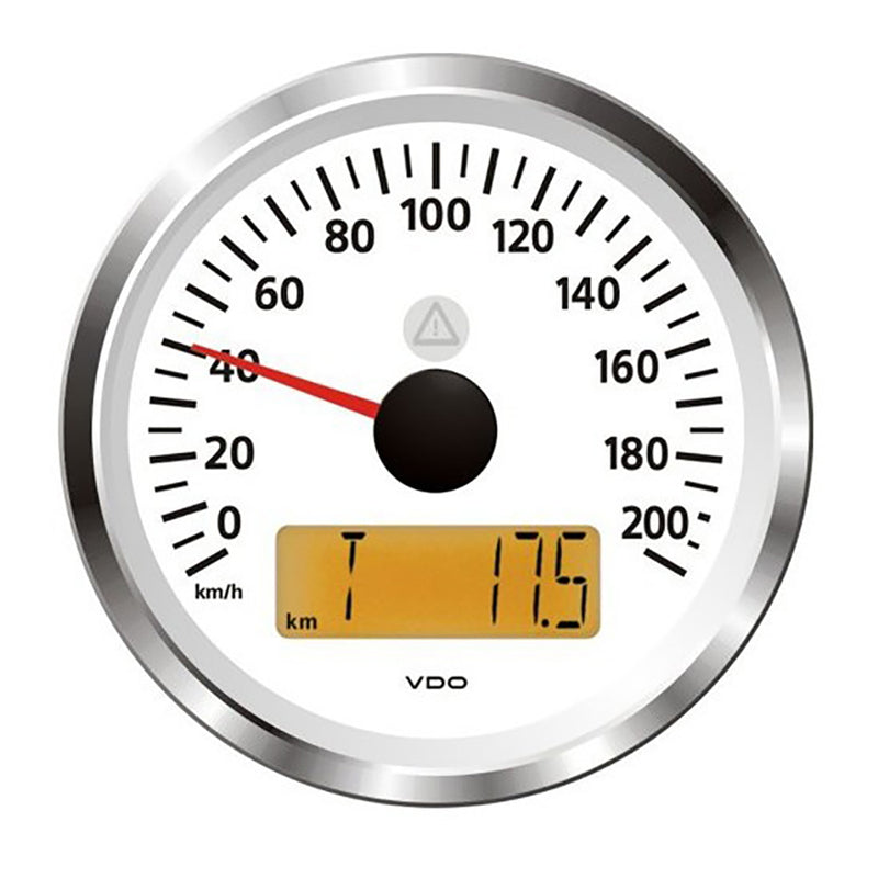 Veratron 3-3/8" (85mm) ViewLine Speedometer - 0 to 200 KMH - 12/24V - White Dial  Triangular Bezel