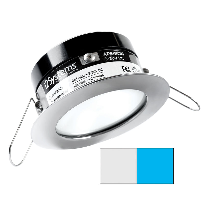 i2Systems Apeiron A503 3W Spring Mount Light - Cool White  Blue - Polished Chrome Finish