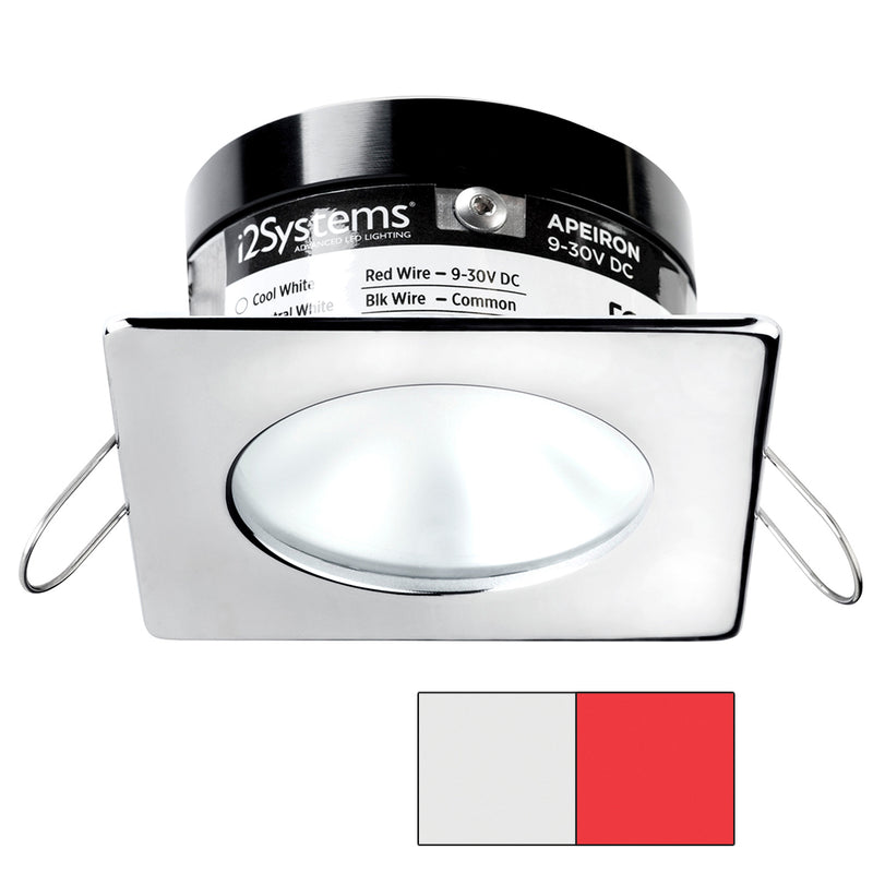 i2Systems Apeiron A503 3W Spring Mount Light - Square/Round - Cool White  Red - Polished Chrome Finish