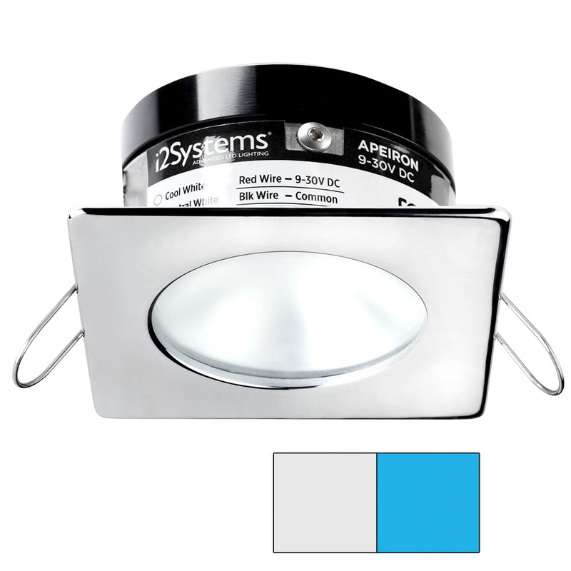 i2Systems Apeiron A503 3W Spring Mount Light - Square/Round - Cool White  Blue - Polished Chrome Finish