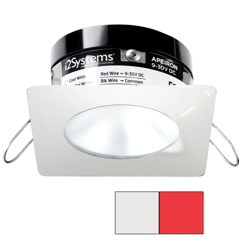 i2Systems Apeiron PRO A503 - 3W Spring Mount Light - Square/Round - Cool White  Red - White Finish