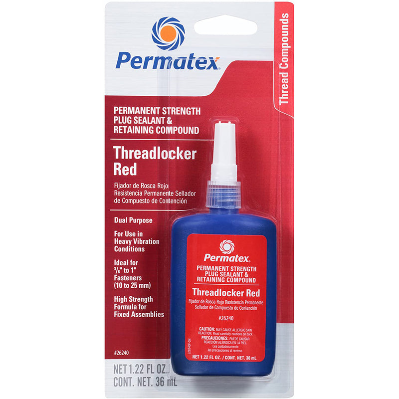 Permatex Permanent Strength Threadlocker RED  Cup/Core Plug Sealant Retaining Compound - 36ml