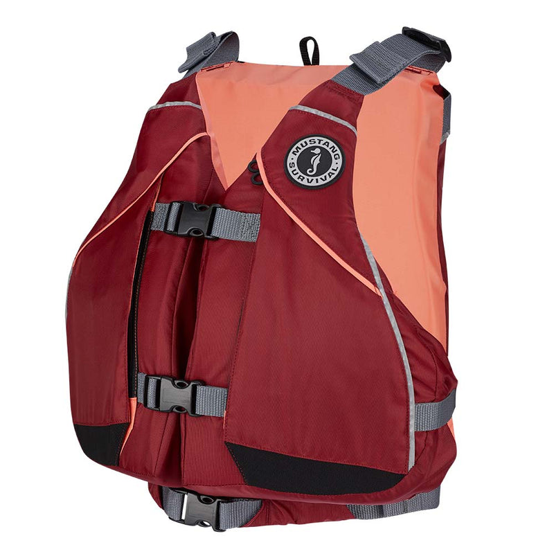 Mustang Womens Moxie Foam Vest - Merlot/Coral - Medium/Large